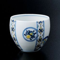 九谷焼作家 ギフト ご贈答品 御祝い九谷焼湯呑 丸文 三浦晃禎