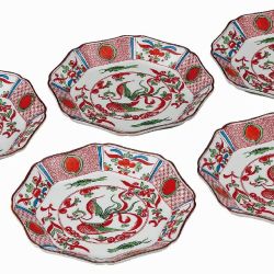 九谷焼ギフト ご贈答品 御祝い 九谷焼6.5号皿揃 赤絵鳳凰