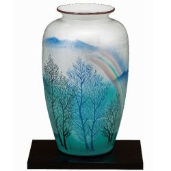 九谷焼ギフト ご贈答品 御祝い 九谷焼10号花瓶 銀彩虹木立（台付）