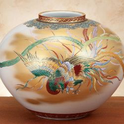 九谷焼ギフト ご贈答品 御祝い 九谷焼10号花瓶 鳳凰図 高明