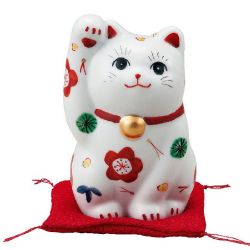 九谷焼ギフト ご贈答品 御祝い 九谷焼3.5号招き猫 松竹梅（布団付）