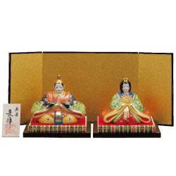 【送料無料】【雛人形】桃の節句 ギフト ご贈答品に 九谷焼5号雛人形 黒紅盛 （台・敷物・立札・屏風付）