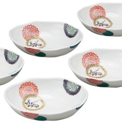 九谷焼ギフト ご贈答品 御祝い 九谷焼5.5号小鉢揃 色絵丸紋