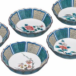 九谷焼ギフト ご贈答品 御祝い 九谷焼5.5号小鉢揃 草花絵変り