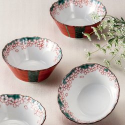 九谷焼ギフト ご贈答品 御祝い 九谷焼3.5号小鉢揃 朱巻花小紋 宮本晄