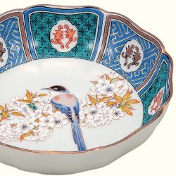 九谷焼ギフト ご贈答品 御祝い 九谷焼5.2号鉢 古九谷山桜に鳥