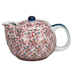 九谷焼ギフト ご贈答品 御祝い 九谷焼ポット急須 花紋 （網付）