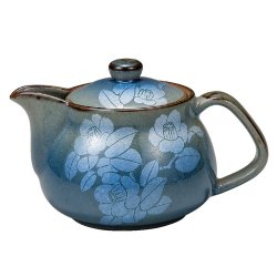 九谷焼ギフト ご贈答品 御祝い 九谷焼ポット急須 銀彩山茶花 （網付）