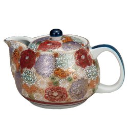 九谷焼ギフト ご贈答品 御祝い 九谷焼ポット急須 花詰 （網付）