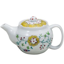 九谷焼ギフト ご贈答品 御祝い 九谷焼ポット急須 花唐草紋 （網付） 櫻井千絵