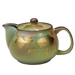 九谷焼ギフト ご贈答品 御祝い 九谷焼ポット急須 色彩金箔 （網付）