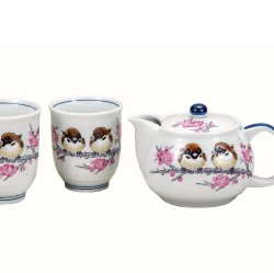 九谷焼ギフト ご贈答品 御祝い 九谷焼くつろぎ揃 すずめ （網付）