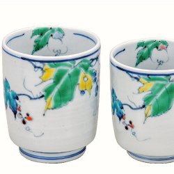 九谷焼ギフト ご贈答品 御祝い 九谷焼組湯呑 野ぶどう 和陶房