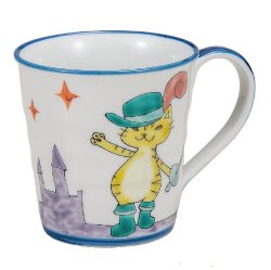 九谷焼ギフト ご贈答品 御祝い 九谷焼マグカップ 長靴を履いた猫 岡田絹代