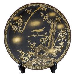 九谷焼ギフト ご贈答品 御祝い九谷焼10号飾皿 梅にうぐいす（皿立付） 佐伯信平