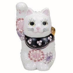 九谷焼ギフト ご贈答品 御祝い 九谷焼3.2号招き猫 花むらさき