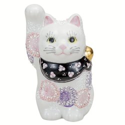 九谷焼ギフト ご贈答品 御祝い 九谷焼4号招き猫 花むらさき