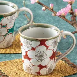 九谷焼ギフト ご贈答品 御祝い 九谷焼ペアマグカップ 赤青梅