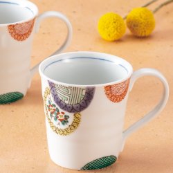 九谷焼ギフト ご贈答品 御祝い 九谷焼ペアマグカップ 色絵丸紋