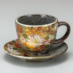 九谷焼高級ギフト ご贈答品 九谷焼カップ＆ソーサー 花詰