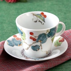 九谷焼高級ギフト ご贈答品 九谷焼カップ＆ソーサー 山帰来 平野由佳