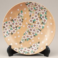 九谷焼ギフト ご贈答品 御祝い九谷焼10号飾皿 桜舞（皿立付） 古田弘毅