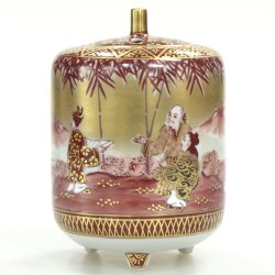 【送料無料】九谷焼アウトレット!! ５０％OFF!! 九谷焼3.8号香炉 本金赤絵竹仙人