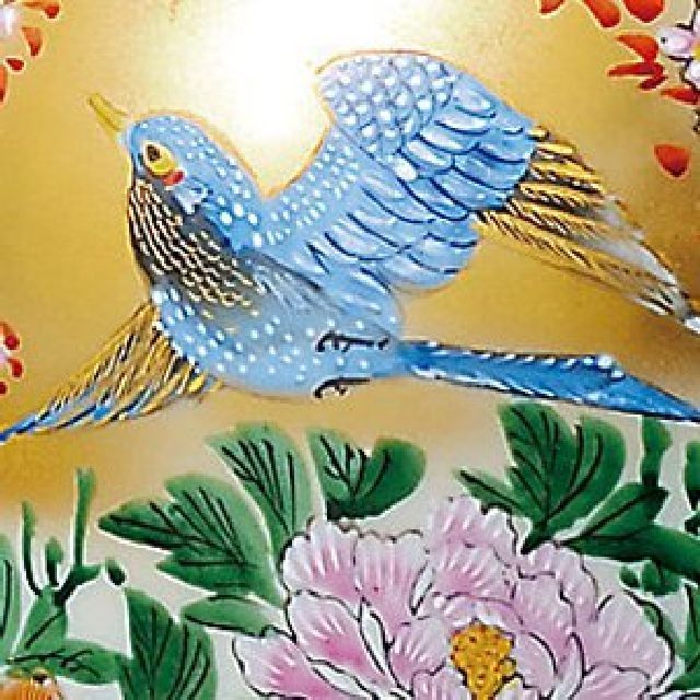 九谷焼ギフト ご贈答品 御祝い 九谷焼10号花瓶 本金花鳥 光崖窯