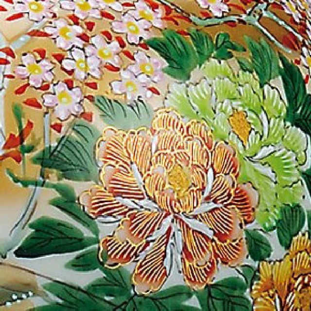 九谷焼ギフト ご贈答品 御祝い 九谷焼10号花瓶 本金花鳥 光崖窯