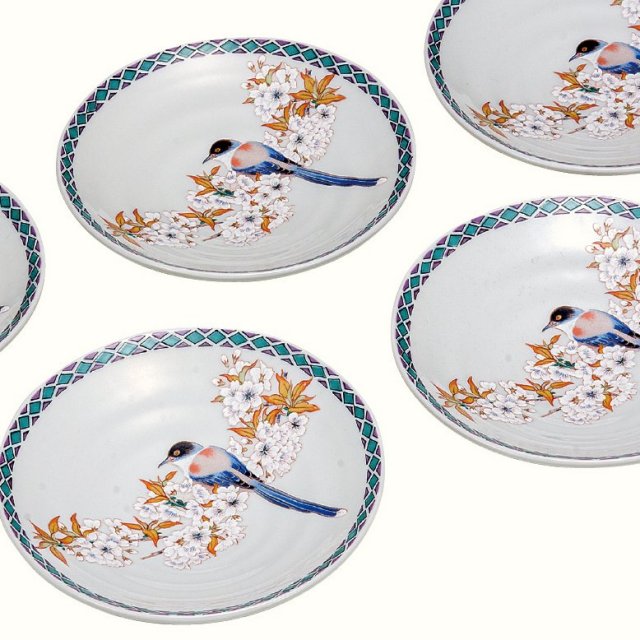 九谷焼　大皿　紫陽花　鳥 sk041s.jpg