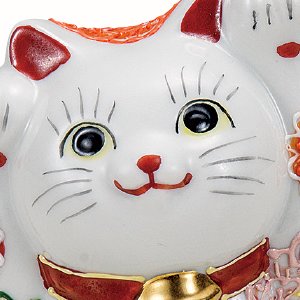 [九谷焼] まねきねこ　(4号両手招き猫　花づくし) 九谷焼ギフト ご贈答品 御祝い 九谷焼4号両手招き猫 花づくし