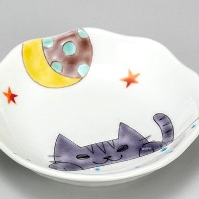 九谷焼ギフト ご贈答品 御祝い 九谷焼3.5号皿揃 ねこづくし 岡田絹代