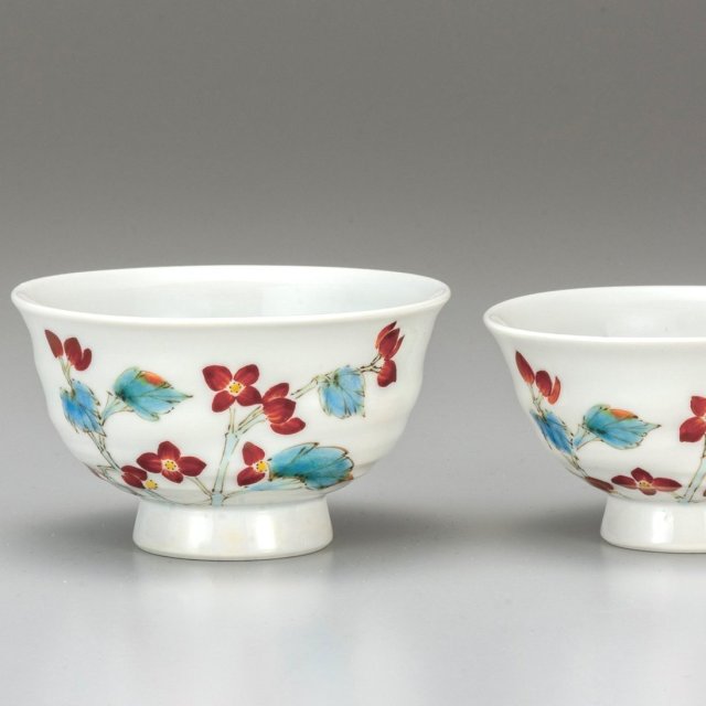 九谷焼ギフト ご贈答品 御祝い 九谷焼組飯碗 愁海棠 平野由佳 【九谷焼