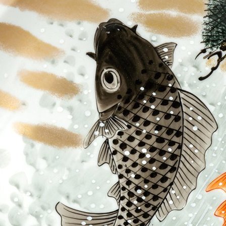 九谷焼 10号飾皿 鯉の滝登り（皿立付） ：福田良則￼ 【公式通販】