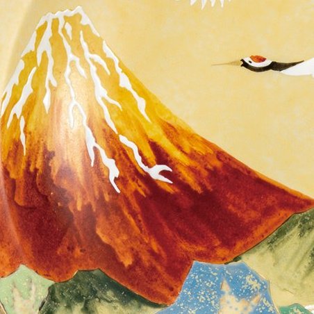 九谷焼ギフト ご贈答品 御祝い九谷焼10号飾皿 赤富士に鶴（皿立付