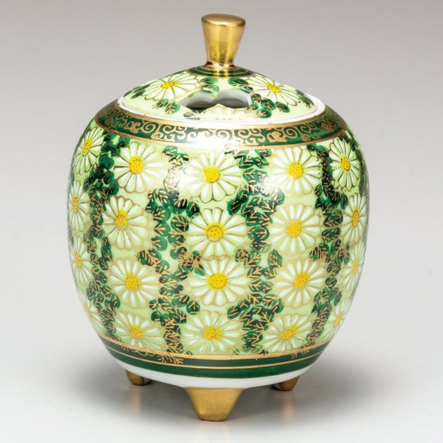 高級ギフト ご贈答品 九谷焼3.2号豆香炉 菊詰 【九谷焼販売の