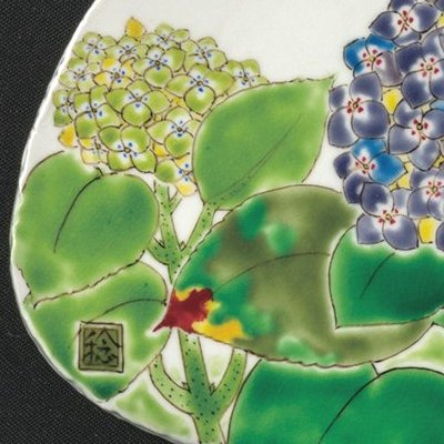 九谷焼作家 ギフト ご贈答品 御祝い九谷焼古木陶額 紫陽花 川田稔