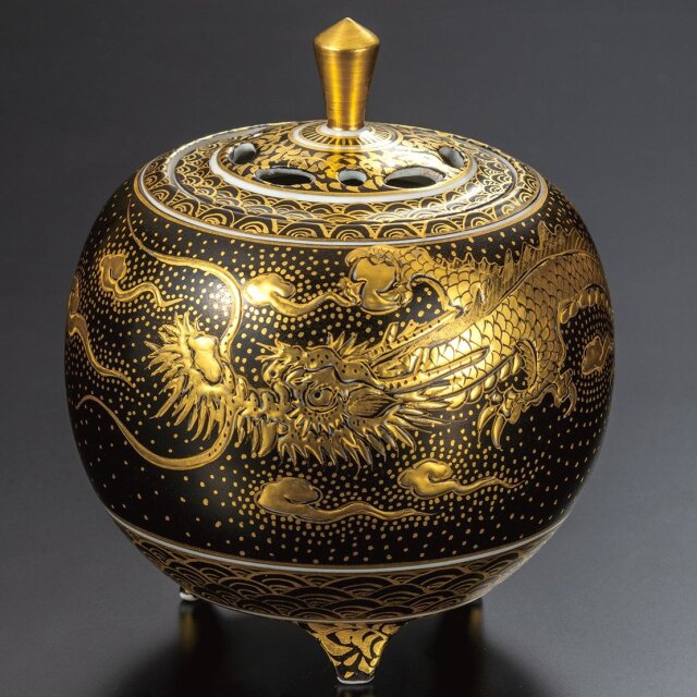 九谷焼作家 ギフト ご贈答品 御祝い九谷焼4.2号香炉 本金盛昇龍 福田