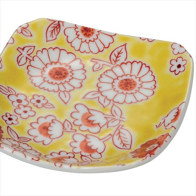 ギフト ご贈答品 御祝い 九谷焼3号皿 フラワーシャワー黄色 【九谷焼