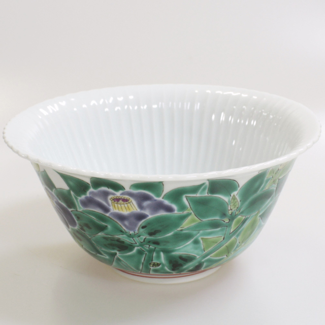 九谷焼アウトレット50％OFF!! 難あり 九谷焼7号鉢 椿 川田稔 【九谷焼