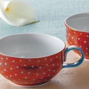 九谷焼ギフト ご贈答品 御祝い 九谷焼ペアスープカップ 朱巻小花 河村澄香