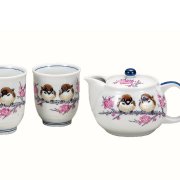 九谷焼ギフト ご贈答品 御祝い 九谷焼くつろぎ揃 すずめ （網付）