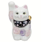 九谷焼ギフト ご贈答品 御祝い 九谷焼4号招き猫 花むらさき