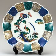 九谷焼ギフト ご贈答品 御祝い九谷焼10号飾皿 古九谷花鳥（皿立付）