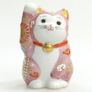 九谷焼ギフト ご贈答品 御祝い 九谷焼3.5号招き猫 ピンク盛