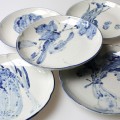 【送料無料】九谷焼アウトレット半額!! 50％OFF!! 九谷焼6.5号皿揃 野菜絵変り 大井孝夫