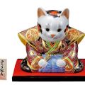 九谷焼ギフト ご贈答品 御祝い 九谷焼8.5号福助猫 盛(台・敷物・立札付）