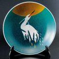 九谷焼作家 ギフト ご贈答品 御祝い九谷焼10号飾皿 白鷺の図（皿立付） 武腰一憲