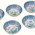 九谷焼ギフト ご贈答品 御祝い 九谷焼4.5号小鉢揃 草花絵変り
