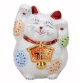 九谷焼ギフト ご贈答品 御祝い 九谷焼4.5号絵馬招き猫 白盛